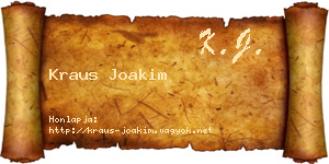 Kraus Joakim névjegykártya